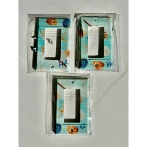 Three Leviton Beach Decorative Single Rocker Decor Light Switch Cover Nautical